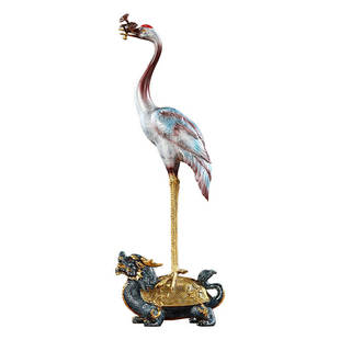 铜欣祥彩铜龟鹤延年摆件丹顶鹤龙龟寿礼物客厅书柜桌面乔迁礼品