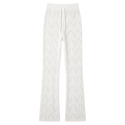 Solid hollow lace up straight leg pants 纯色镂空系带直筒裤女