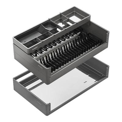 悍高橱柜拉篮铝合金双层抽屉式碗篮内置碗架304不锈钢收纳碗碟篮