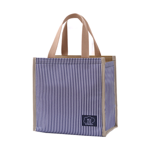 保温袋铝箔加厚大容量饭盒袋条纹便当 盒手提袋饭包便当袋