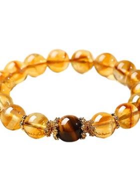 黄塔晶招财暴富手串转运黄虎眼石手链饰品男女同款送女友闺蜜礼物