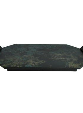 侘寂风中餐厅包厢茶具套装摆件绿色系列收纳托盘桌面组合软装搭配