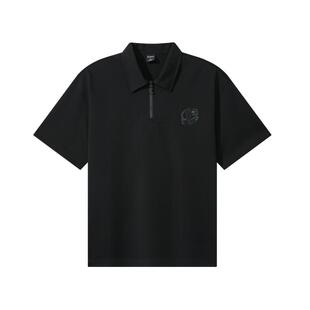 【复古街头】卡宾纯棉半拉链T恤男装2026夏季新款印花短袖polo衫