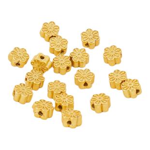 18K包金保色哑金6MM双面六叶花diy串珠隔片手链项链手工配饰散珠