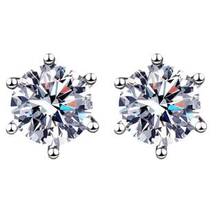 LUCKJAY S925纯银镶钻耳钉男士纯银欧美潮流六爪耳蜗钉养耳洞耳饰