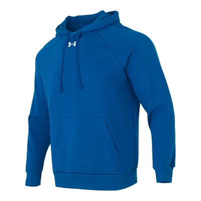 UA安德玛加绒连帽卫衣男士跑步运动服秋冬保暖套头衫蓝色宽松上衣