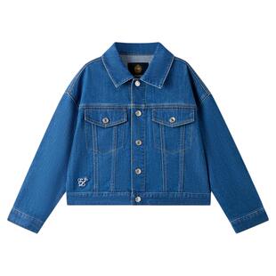 eland kids衣恋童装女童外套2026年春季新品学院风刺绣复古牛仔褂