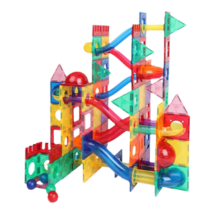 科博轨道磁力片配件滚珠球管道旋转管彩窗益智补充装散片儿童玩具