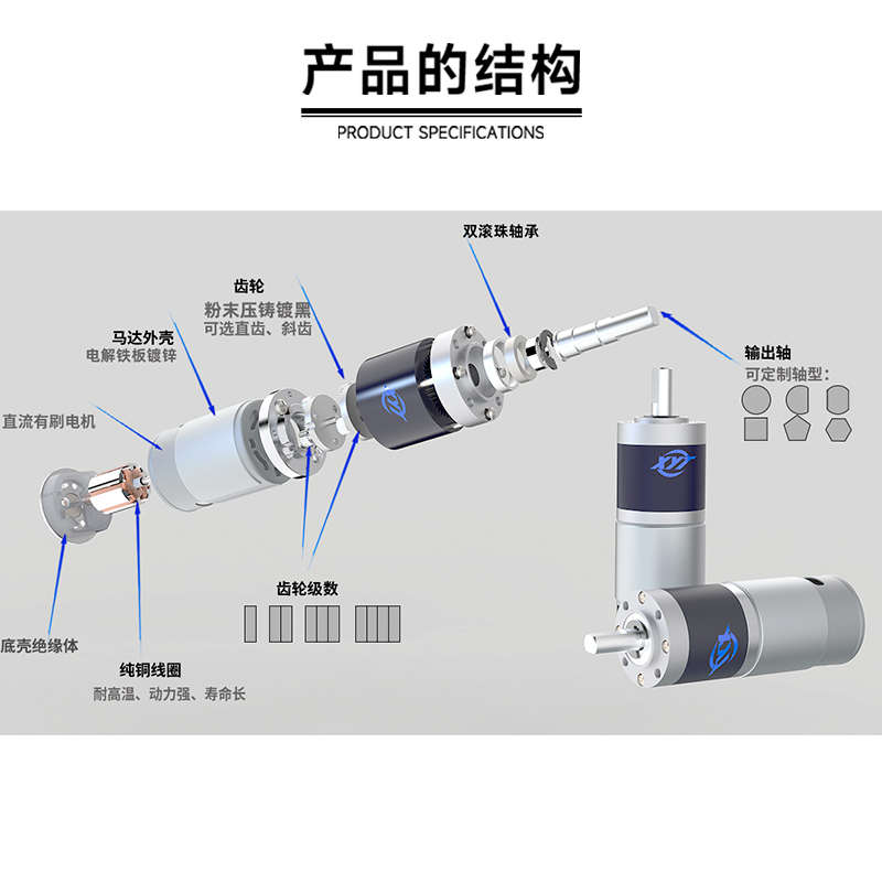 GA36Y-528微型直流减速行星齿轮电机12V24V调速大扭力马达正反转