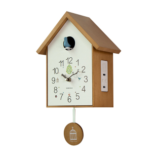 多帝家欧式实木布谷鸟挂钟客厅钟表儿童房创意时钟咕咕鸟报时摆钟