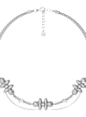 花儿项链GOOGMO铜镀铑女