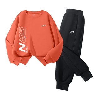 贵人鸟童装加绒套装男童秋冬款儿童冬季加厚运动衣服男孩冬装卫衣