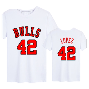 公牛队服t恤短袖男女篮球衣服运动服装扎克拉文半截袖衫休闲体恤