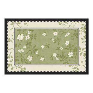 法式中古风绿色门口地垫进门耐脏免洗pvc入户门地毯可裁剪防滑垫