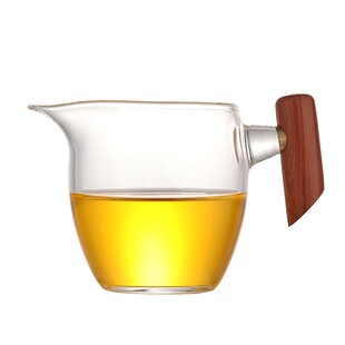 锤纹公道杯玻璃侧把壶木把茶壶透明烧水泡茶壶侧把煮茶壶功夫茶具