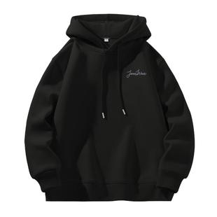 NN真维斯连帽卫衣男款秋冬季男士黑色加绒外套青少年宽松休闲上衣