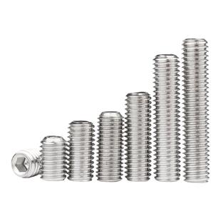 304不锈钢无头机米凹端紧定内六角螺丝钉平端尖端顶丝螺钉M2-M16