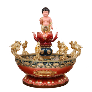 九龙吐水浴佛盆太子佛浴佛佛像树脂浴佛节用品宝宝佛释迦摩尼摆件