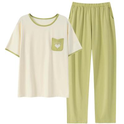 睡衣女夏季纯棉短袖长裤家居服