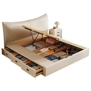 实木储物床侧开气压高箱床小户型婚床可任意定制尺寸主卧室双人床