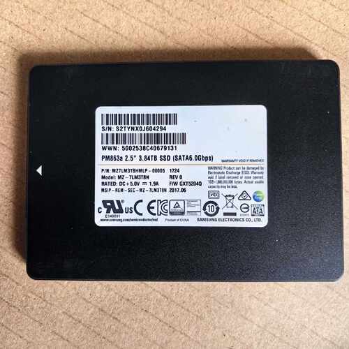 【请询价】 3.84T SATA SSD 2.5 PM863a M