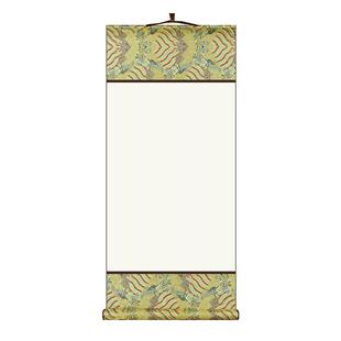 新款瀛海彩纹空白宣纸挂轴宋锦布手工卷轴生宣半生半熟书画长卷挂件批发毛笔字创作纸装裱画轴画卷画纸书法纸