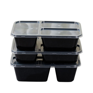 500650750三格长方形快餐打包盒商用批发一次性外卖饭盒快餐盒