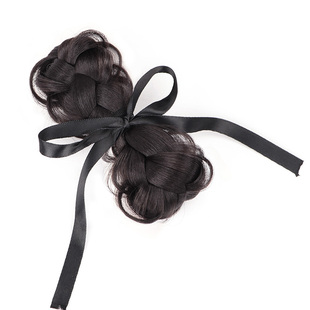 丸子头假发发圈元气少女仿真发辫子花苞头丝带蝴蝶结双丸子头发饰