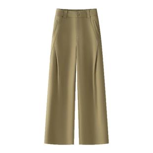 侧压褶休闲西装阔腿裤女秋季2025新款高显瘦宽松垂感百搭直筒裤子