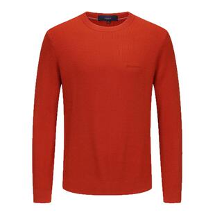 DIDIBOY迪迪博迩2025年秋冬季新款时尚橙红色圆领肌理感羊毛衫男
