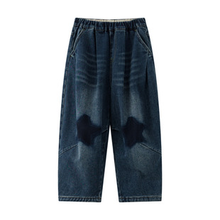 漫画家【星星牛仔裤】儿童牛仔裤25秋冬男女弹力暖绒耐磨牛仔裤厚