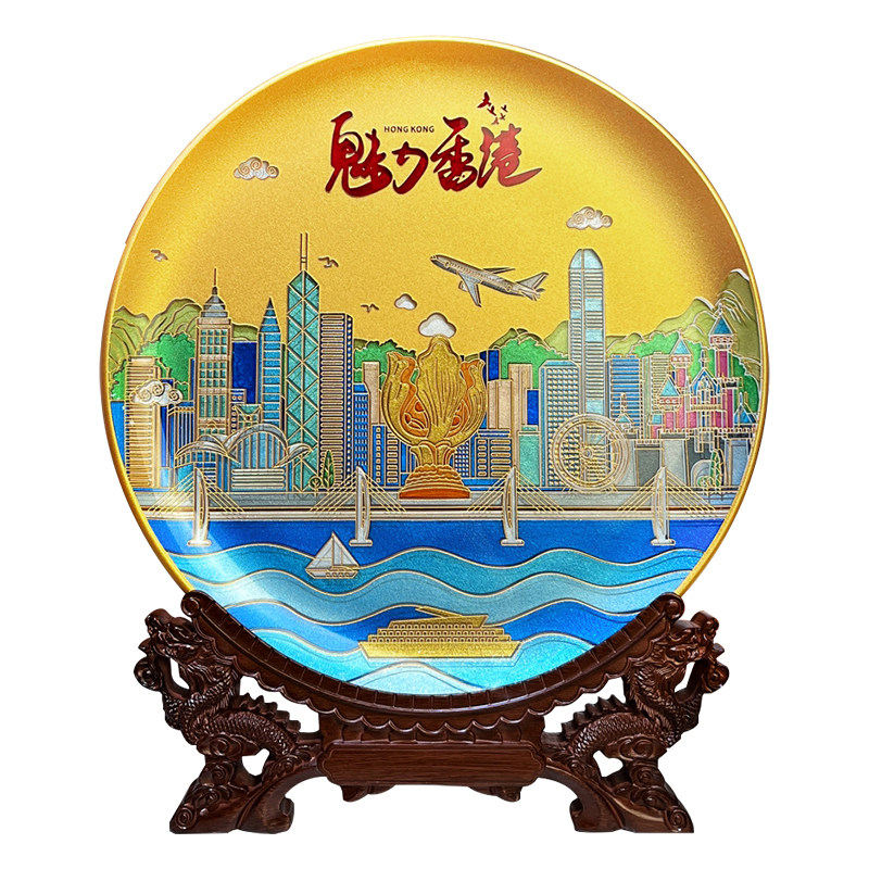 雅琅晶摆件双面雕刻手工彩绘