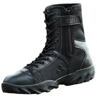 新式作战靴男保安高帮透气战术秋冬黑色加绒安检帆布训练鞋军战靴