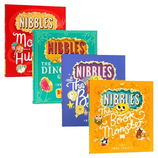 小怪兽嘎吱 啃书小黄怪尼宝3册 Nibbles The Dinosaur Guide寻兽师/恐龙指南洞洞翻翻书 Emma Yarlett 英文原版绘本 送音频