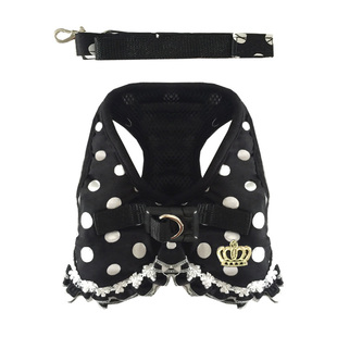 宠物狗狗牵引带牵引绳 小型犬名媛波点胸背 泰迪狗衣服宠物胸背心