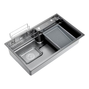 【新品】恒洁飞雨洗菜盆大水槽厨房纳米不锈钢台上下枪灰家用套餐