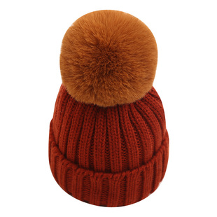 儿童帽子秋冬季男童女童0毛线针织帽1宝宝婴儿2保暖3大毛球5潮7岁