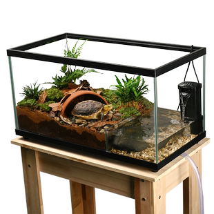 乌龟饲养缸带盖黄缘龟专用缸半水龟生态造景养殖箱安缘水陆两栖缸