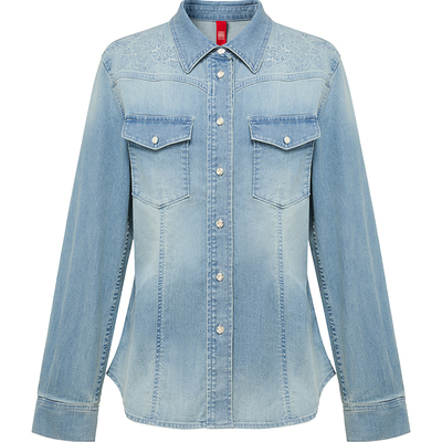 雅莹浅色牛仔衬衫夹克外套