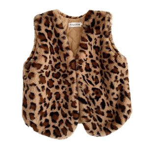 2022韩国女童马甲毛绒保暖仿兔毛皮草背心秋冬款儿童百搭休闲外套