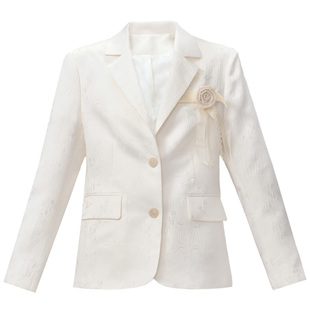 【现货】易碎商店·春日序曲 原创设计感暗纹提花黑白西装外套秋