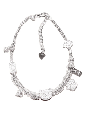 足银999纯银猫爪小熊盘缠手链女