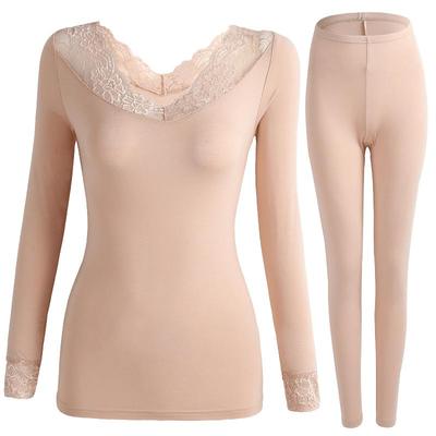 莫代尔女薄款蕾丝秋衣秋裤女