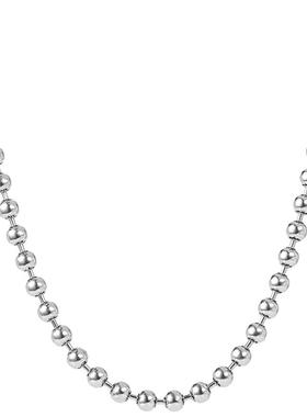 足银圆珠链女士串珠纯银项链