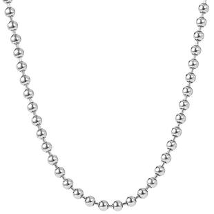 圆珠链999纯银项链女短款银链子珠珠链长款毛衣链镀24K黄金玫瑰金