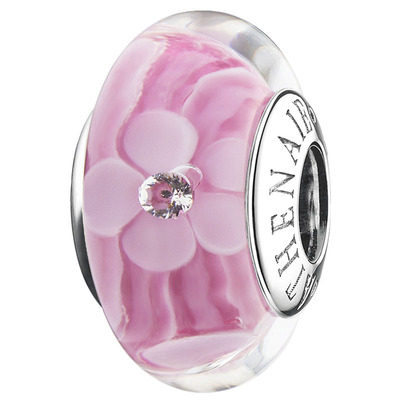 diy粉色花瓣镶钻手串琉璃珠