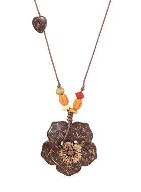 小众设计复古风椰壳纽扣项链配饰