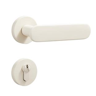 中古风纯铜门锁米白色房门锁磁吸静音室内木门家用锁具极简奶油风