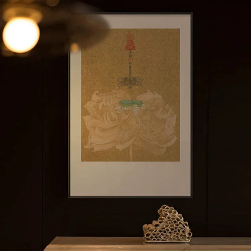 新中式入户玄关禅意装饰画酒店餐厅包间花鸟挂画茶室书房背景墙画