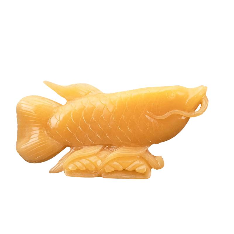 天然玉石金龙鱼摆件家居装饰